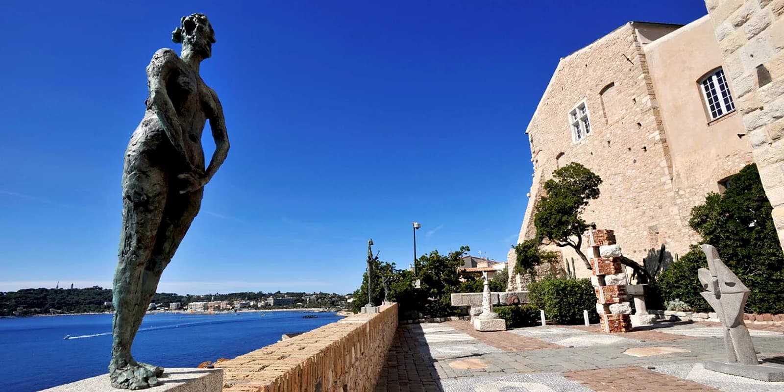 Bronzes on the sea-facing sculpture terrace of the Musée Picasso, Antibes